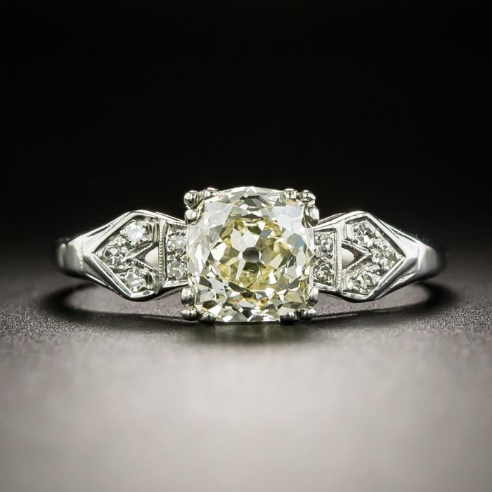 Art Deco Carat Antique Cushion-Cut Diamond Ring GIA