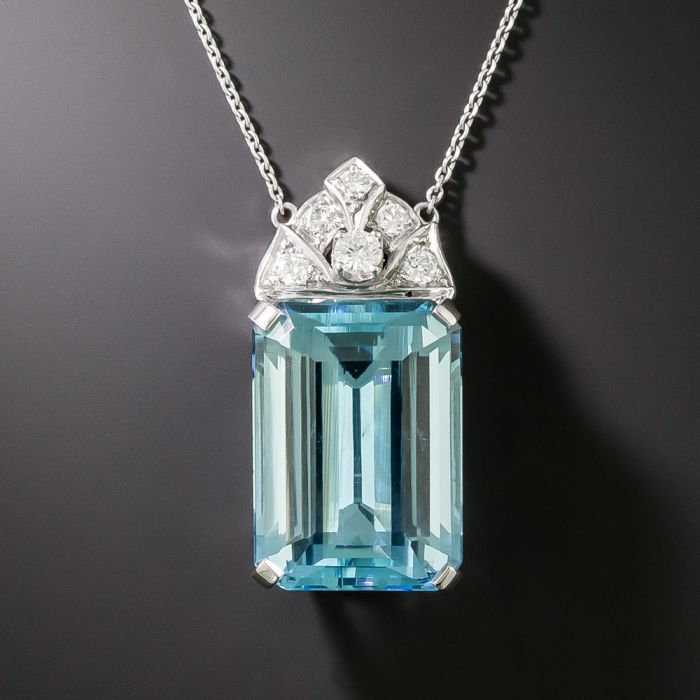 Art Deco Carat Santa Maria Aquamarine and Diamond