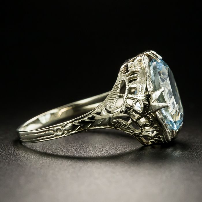 アクセサリー vintage ring Art Deco 2.50 Carat Aquamarine Filigree Ring