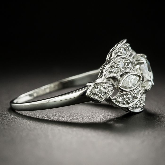 Art Deco .98 Carat Octagonal-Cut Diamond Engagement Ring - GIA J SI2