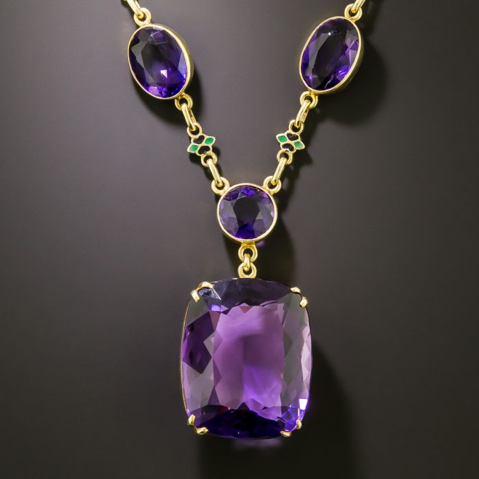 Vintage amethyst link high quality necklace