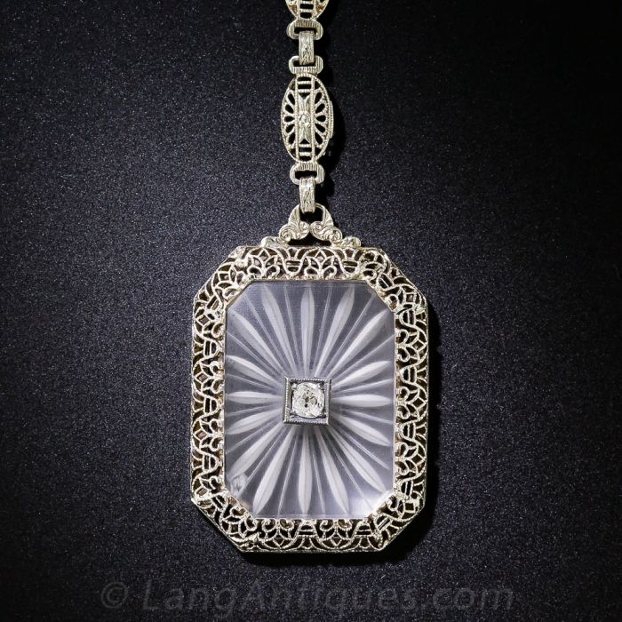 Art deco camphor glass necklace sales