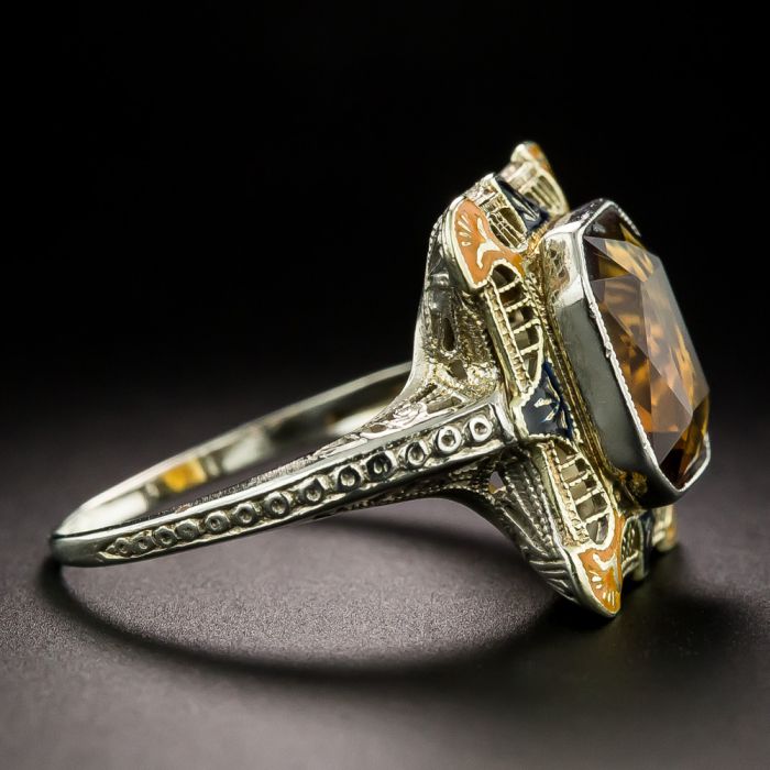 Antique Finish Filigree Sterling Silver Ring With Genuine Citrine (1.8 CT. T.W) - Round Cut, 8mm - View #5