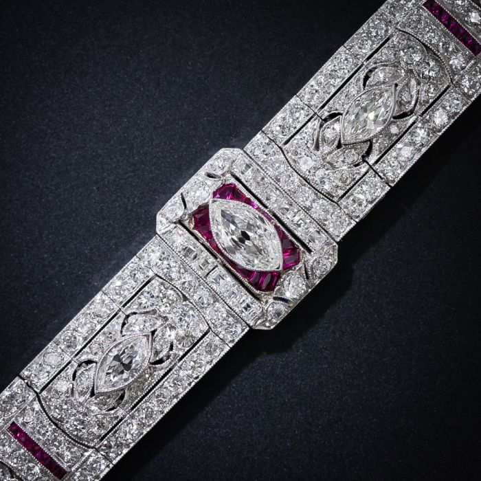 Art Deco Diamond and Calibre Ruby Bracelet