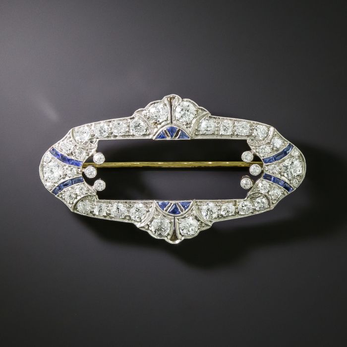 Stunning orders Art Deco Double Sapphire Rhinestone Brooch / Pin