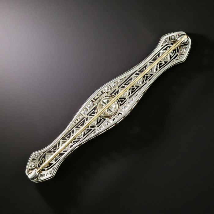 Art Deco Diamond Bar Pin by William Wise & Son