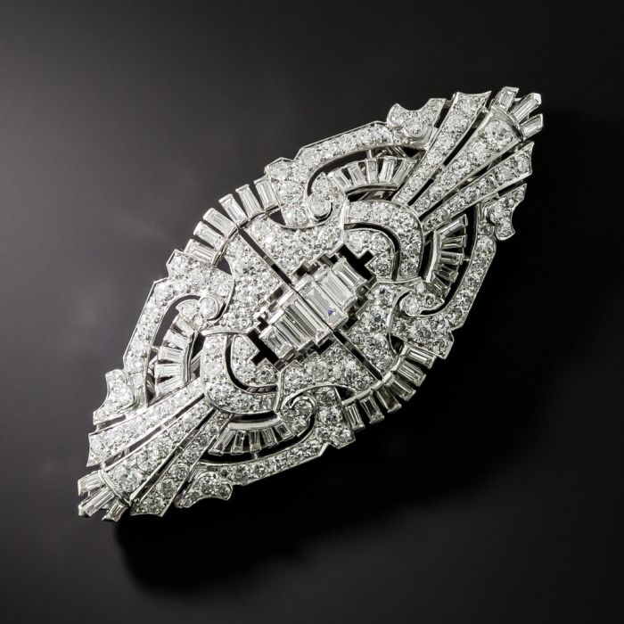 silver brooch for dress Art Deco Diamond Dress Clips/Brooch