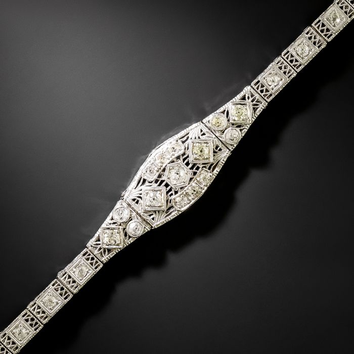 Art Deco Diamond Filigree Bracelet by Kohn, USA