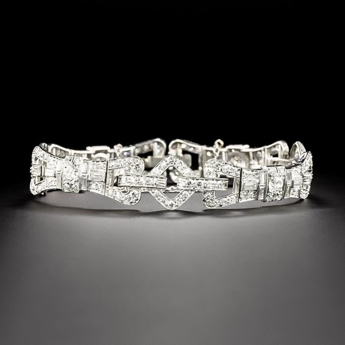 Art Deco Diamond Stirrup Line Bracelet