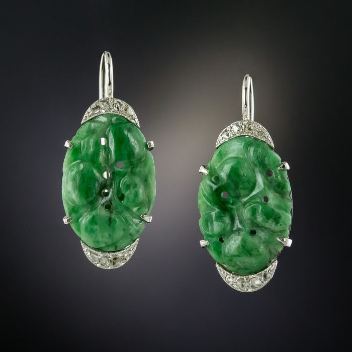 Art deco jade earrings sales