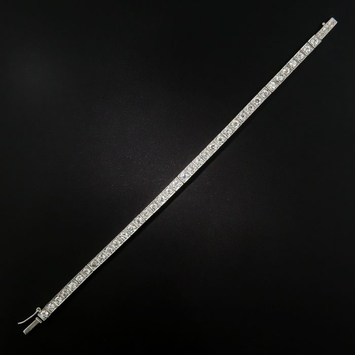 Art Deco Platinum Diamond Line Bracelet