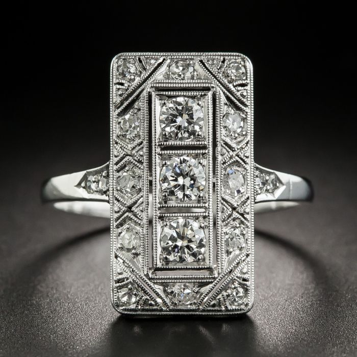 Art Deco Rectangular Diamond Dinner Ring