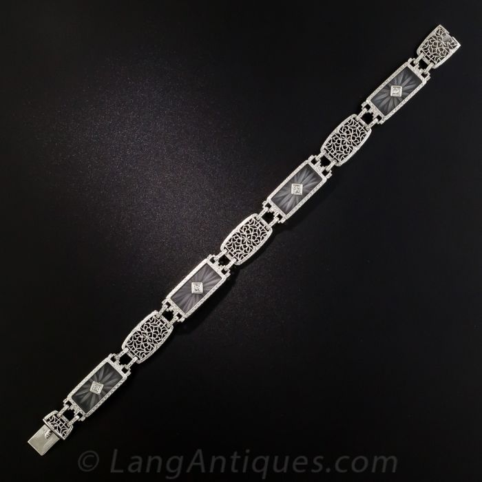 Art Deco Rock Crystal Quartz and Diamond 