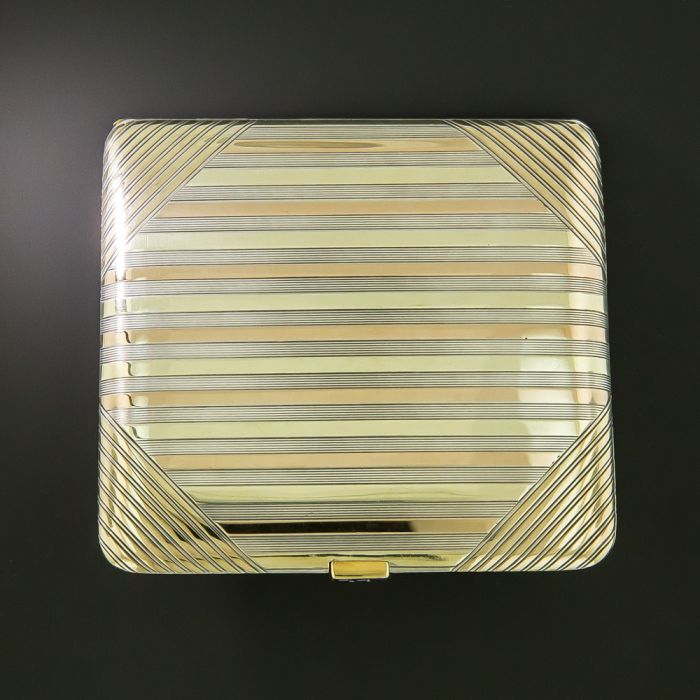 Art Deco Silver And Two-Tone Gold Cigarette Case