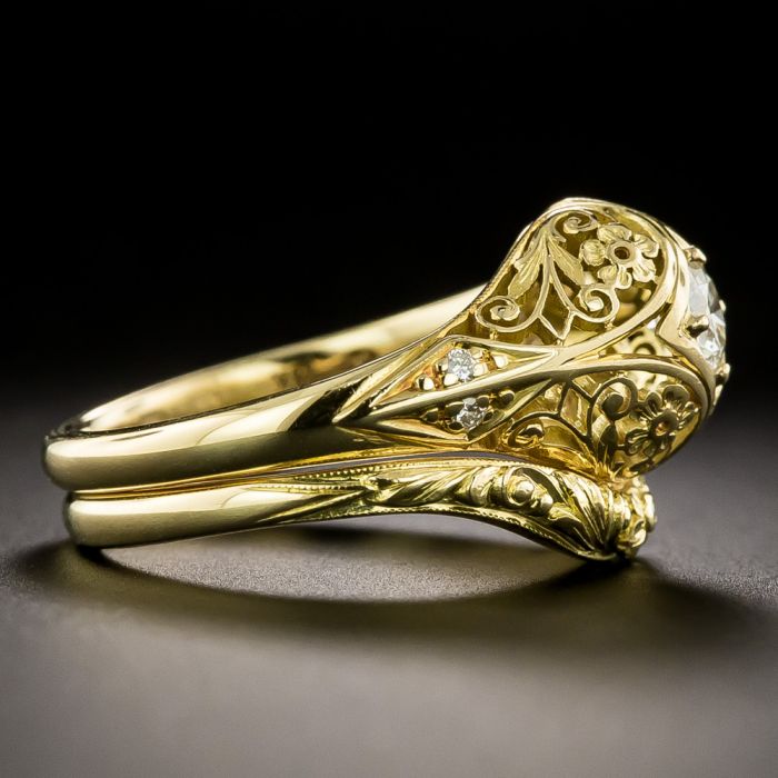 Art Deco-Style 18K Diamond Wedding Set by Van Craeynest