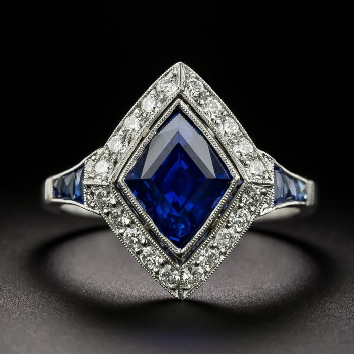 Art Deco-Style Carat Color-Change Ceylon Sapphire and