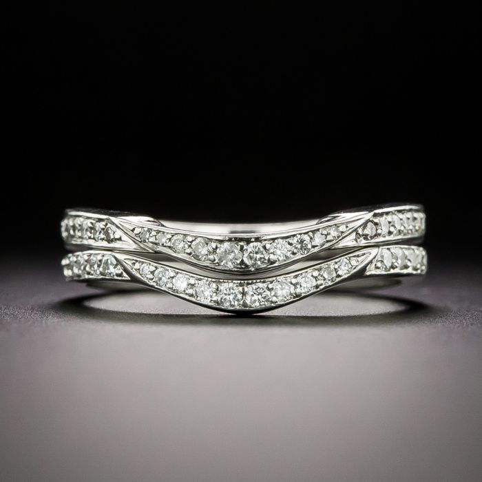 Art Deco Style Curved Diamond Wedding Band Set