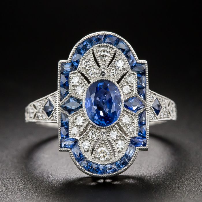 Art Deco-Style Sapphire and Diamond Ring