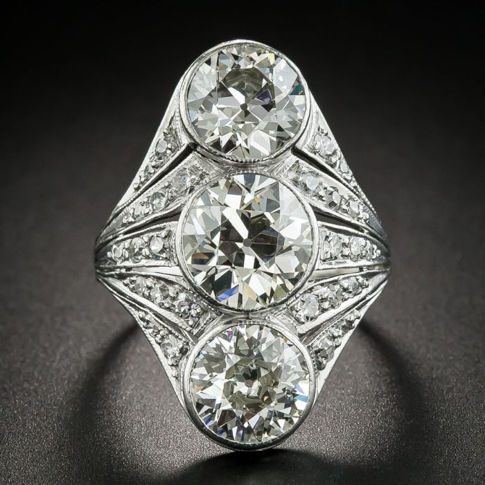 Art Deco Three-Stone Diamond Dinner Ring