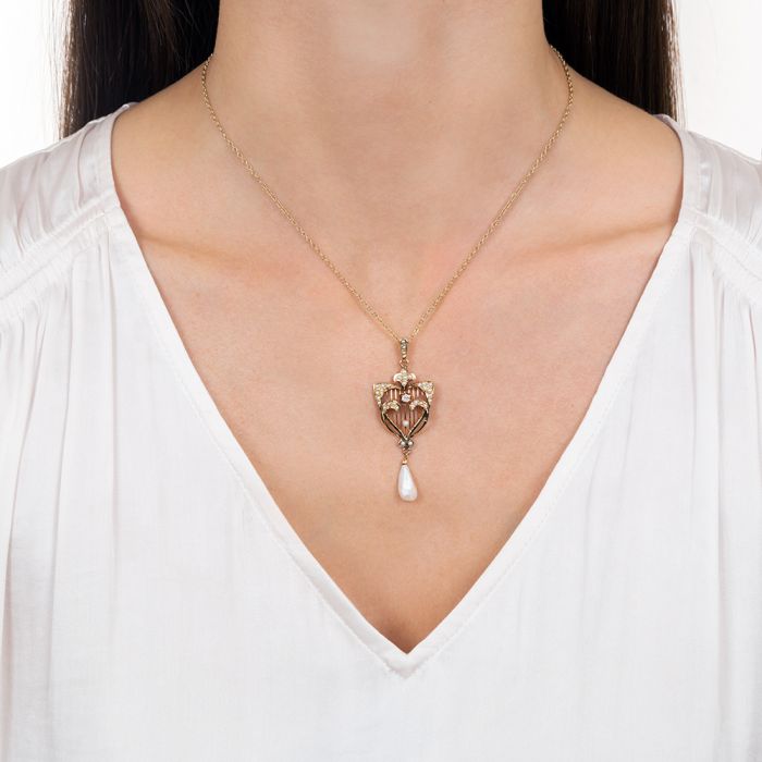 ■VINTAGE HOLLYWOOD■ 2way Essential Heart Necklace VH2412NE Hanna med- Classic diamond heart pendant — J. Sampieri