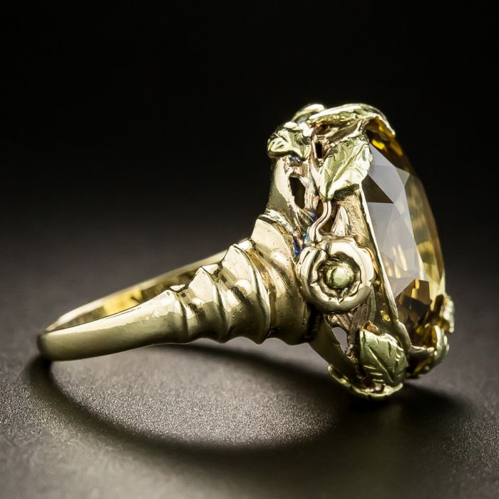 Arts & Crafts Yellow Zircon Tri-Color Ring