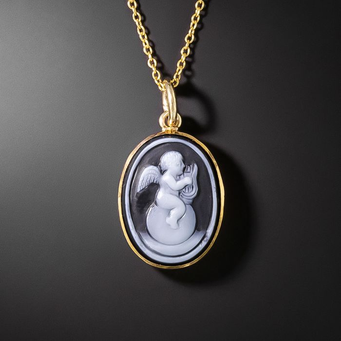 Australian Late Victorian Angel Cameo Pendant by G.H. Palfrey