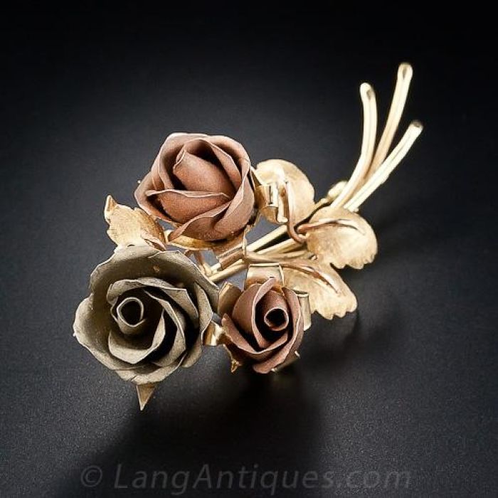 Rose gold flower brooch new arrivals