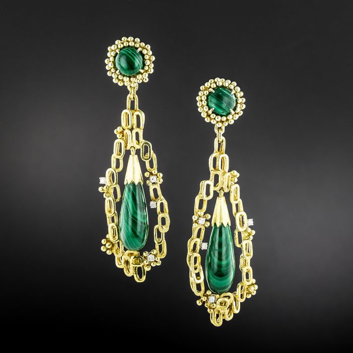 Boucles d'oreilles en malachite - Amandine Forestier Minéraux
