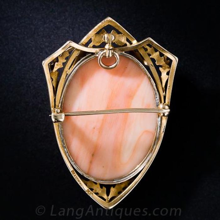 C.D. Peacock Art Nouveau Coral Cameo Pin/Pendant