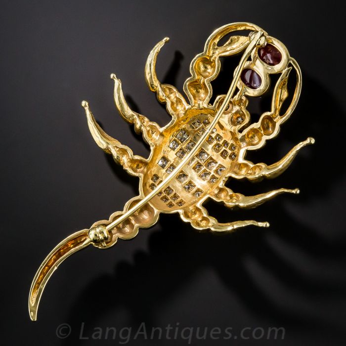 Diamond and Ruby Scorpion Pin