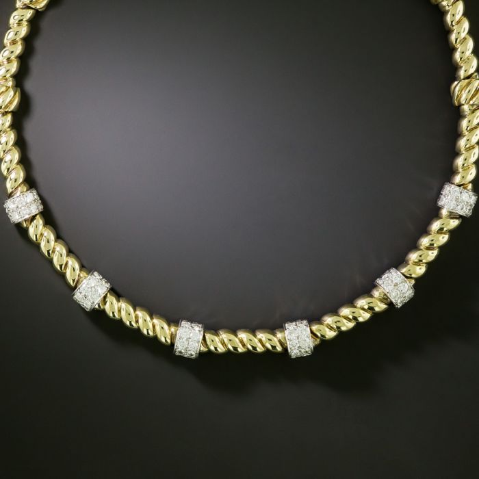 Diamond Macaroni Link Necklace