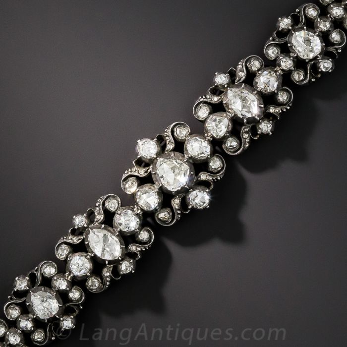 SOURCE Rosecut Diamond Bracelet Georgian 14k Sterling Silver Rose