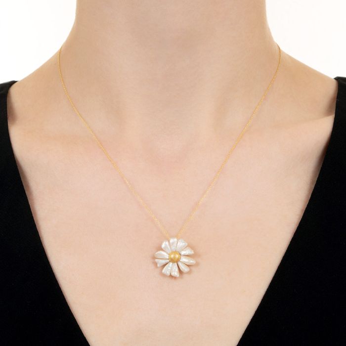 ★人気★【VINTAGE HOLLYWOOD】★Classic Pearl+Daisy Necklac.e Early 20th Century Freshwater Pearl Daisy Necklace