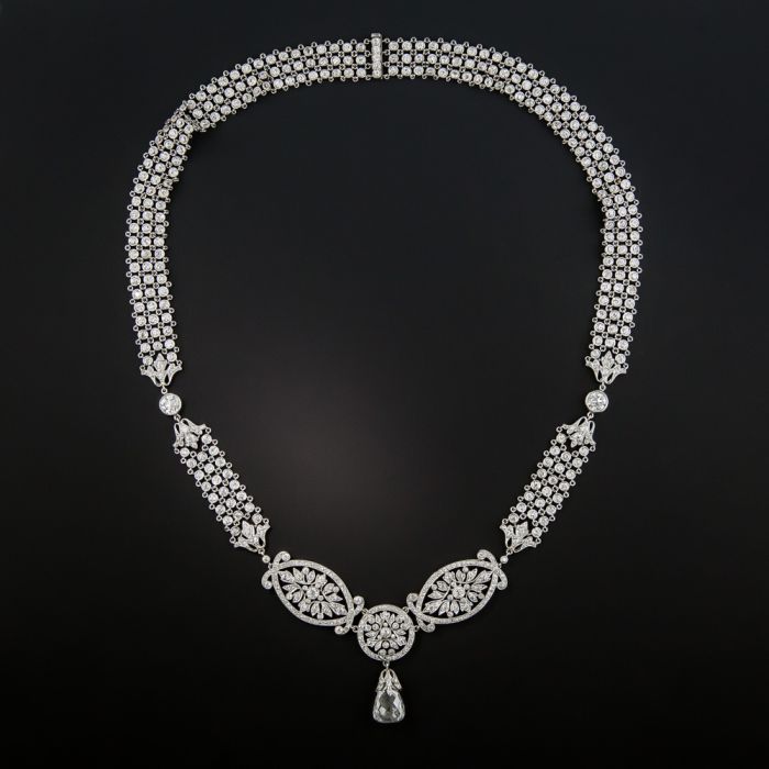 Edwardian Carat Briolette Diamond Necklace GIA E SI2