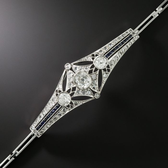 Edwardian/Art Deco Diamond and Sapphire Bracelet