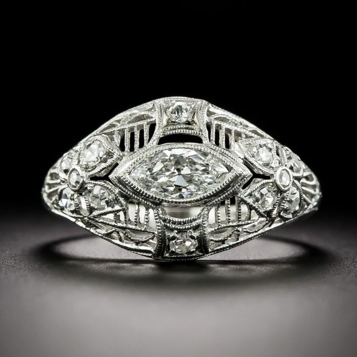 Edwardian Marquise Diamond Filigree Ring