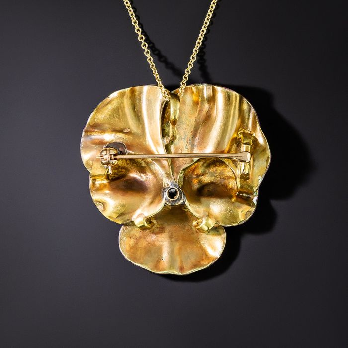 Enamel Pansy and Diamond Pendant/Brooch, Circa 1900