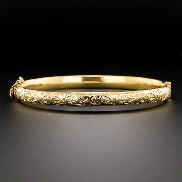 Vintage English Engraved Hinge Bangle Bracelet deals