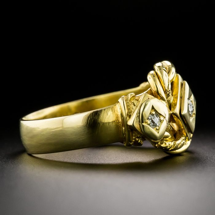 指輪1 English Victorian 18K Diamond Knot Ring, Circa 1890