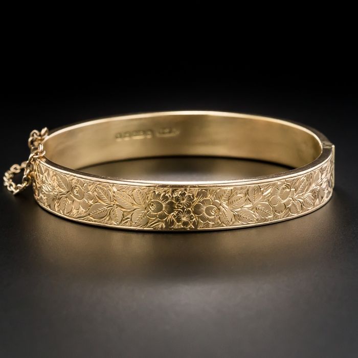 English Victorian 9K Rose Gold Bangle Bracelet