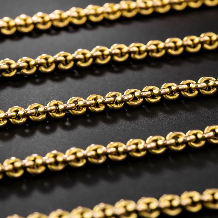 English Victorian Cable Chain Necklace, 65 Inches