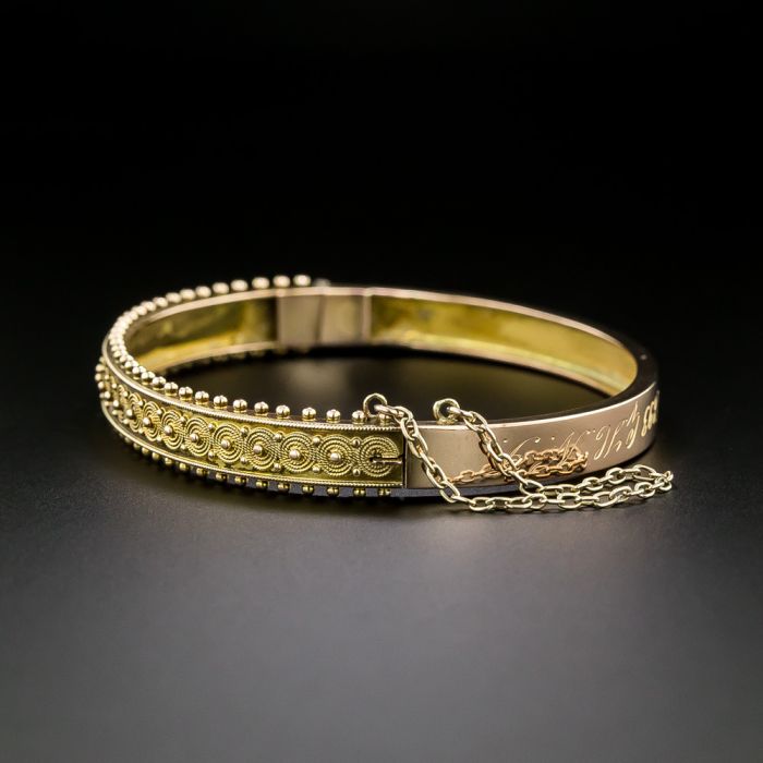 Angelica Collection Antique Yellow Stipple Finish Brass Tennis Expandable Bangle
