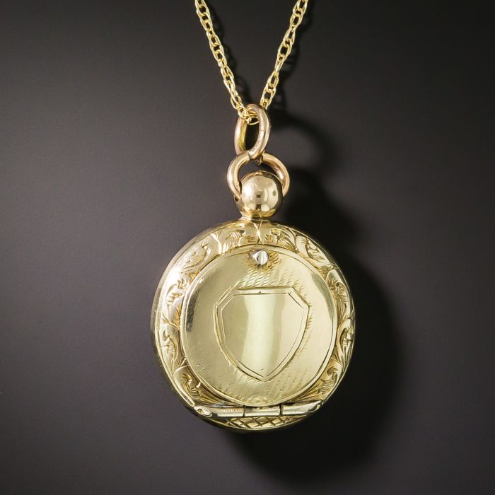 English Victorian Petite Engraved Locket Pendant