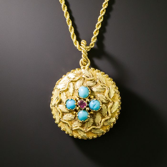 Turquoise locket necklace top