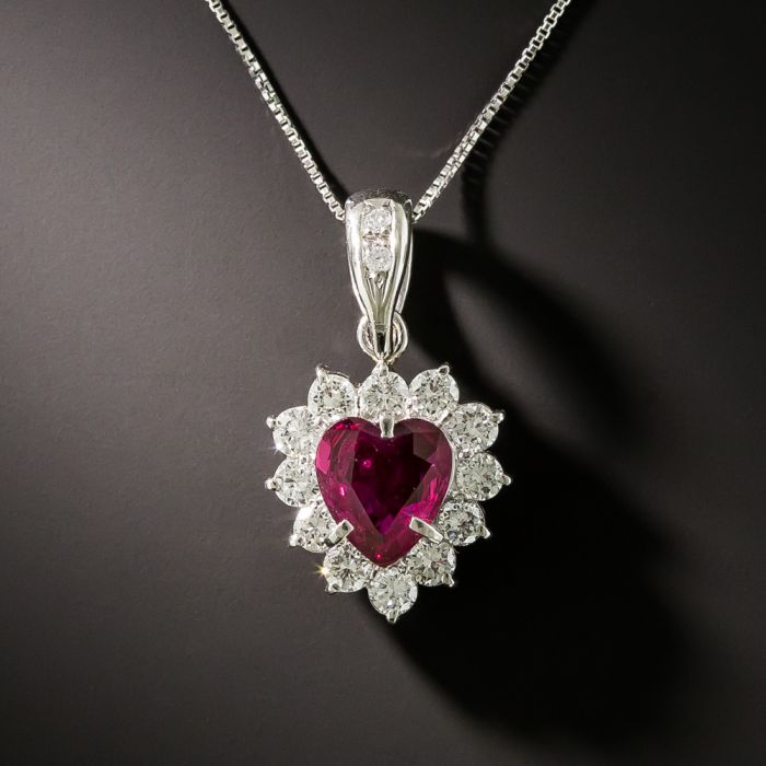 3/4 carat 2024 Ruby Heart & Sterling Silver pendant necklace