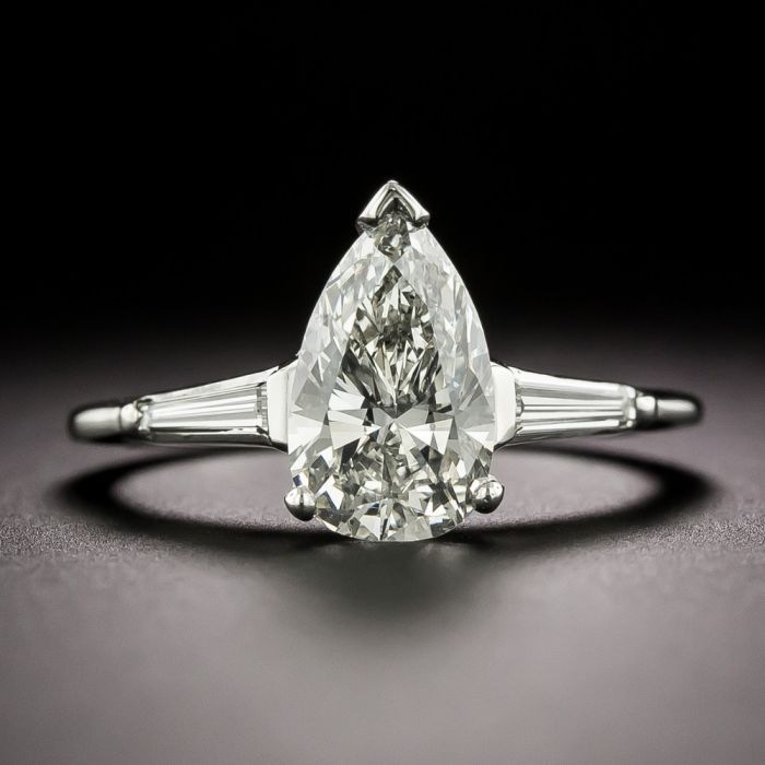 Estate Carat Pear-Shaped Diamond Solitaire Engagement