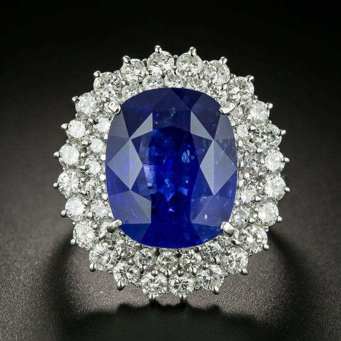 Top Estate Ceylon Sapphire & Diamond Vermeil Ring