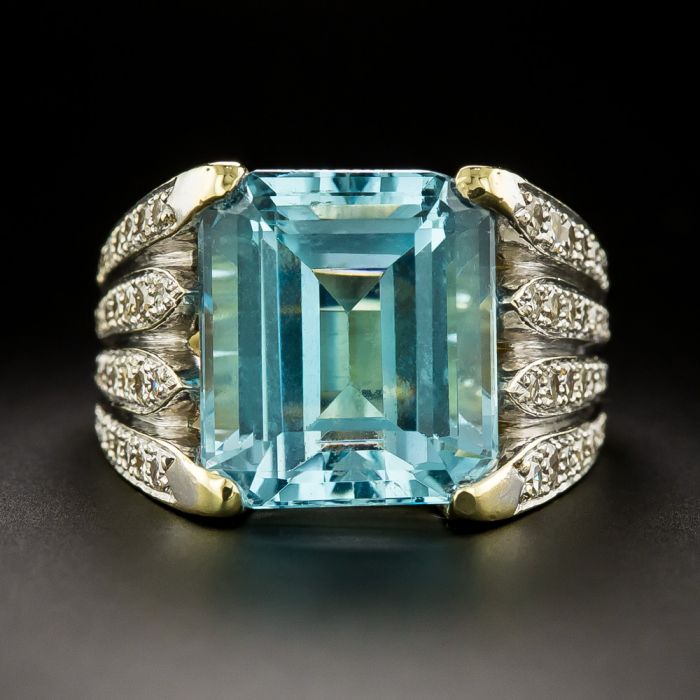 Estate Carat Aquamarine and Diamond Cocktail Ring What's New
