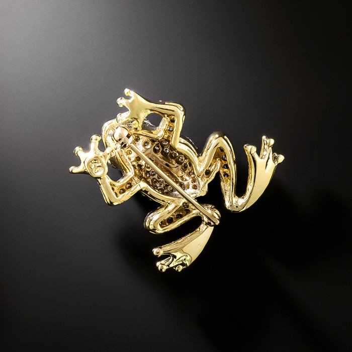 Estate 18K Diamond Frog Brooch
