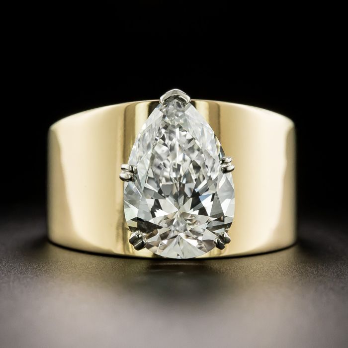 Estate Carat Pear-Shaped Diamond Solitaire Ring GIA G VS1